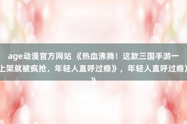age动漫官方网站 《热血沸腾！这款三国手游一上架就被疯抢，年轻人直呼过瘾》，年轻人直呼过瘾》