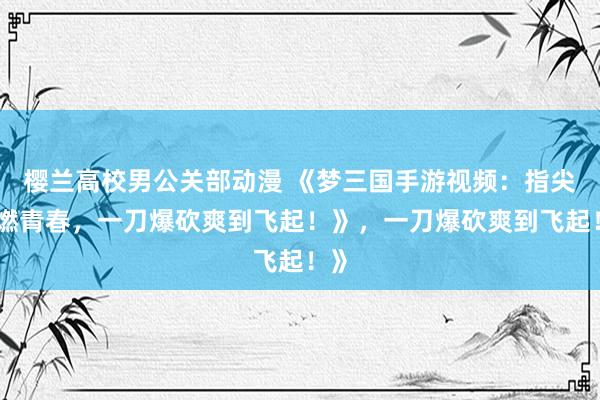 樱兰高校男公关部动漫 《梦三国手游视频：指尖点燃青春，一刀爆砍爽到飞起！》，一刀爆砍爽到飞起！》