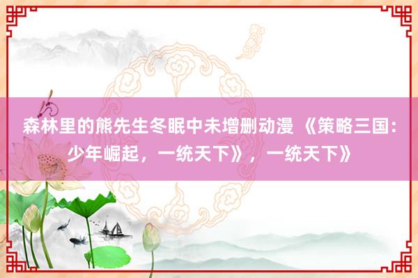 森林里的熊先生冬眠中未增删动漫 《策略三国：少年崛起，一统天下》，一统天下》