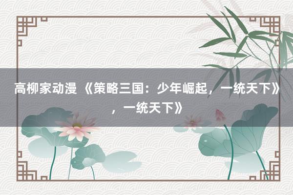 高柳家动漫 《策略三国：少年崛起，一统天下》，一统天下》
