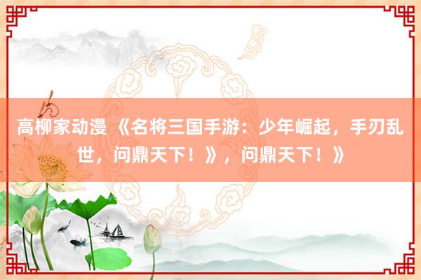 高柳家动漫 《名将三国手游：少年崛起，手刃乱世，问鼎天下！》，问鼎天下！》