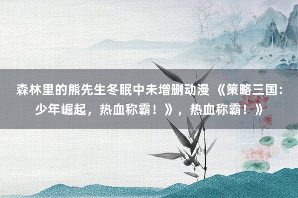 森林里的熊先生冬眠中未增删动漫 《策略三国：少年崛起，热血称霸！》，热血称霸！》