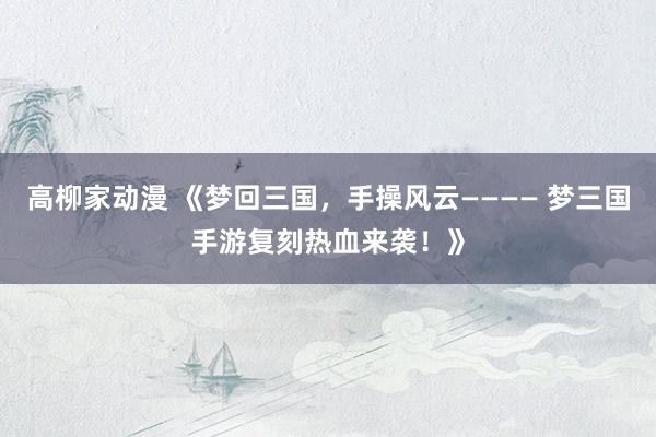 高柳家动漫 《梦回三国，手操风云———— 梦三国手游复刻热血来袭！》