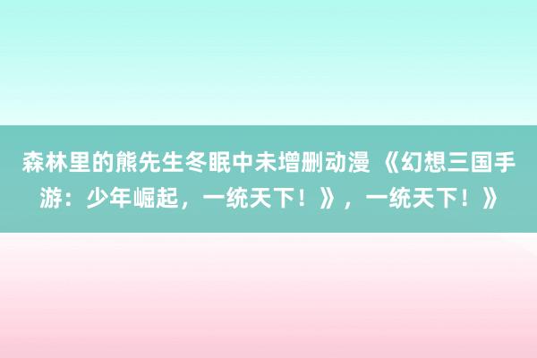 森林里的熊先生冬眠中未增删动漫 《幻想三国手游：少年崛起，一统天下！》，一统天下！》