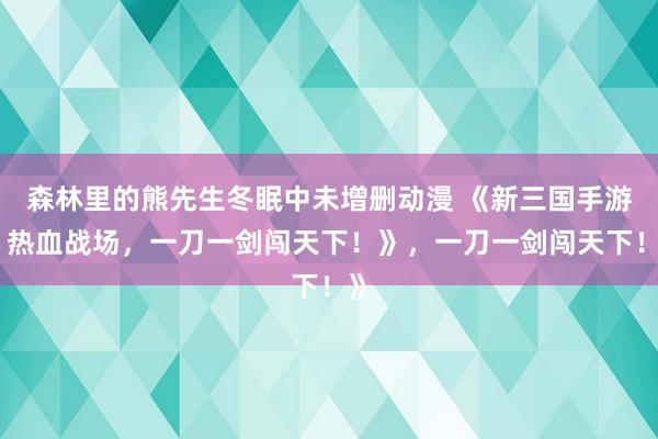 森林里的熊先生冬眠中未增删动漫 《新三国手游：热血战场，一刀一剑闯天下！》，一刀一剑闯天下！》