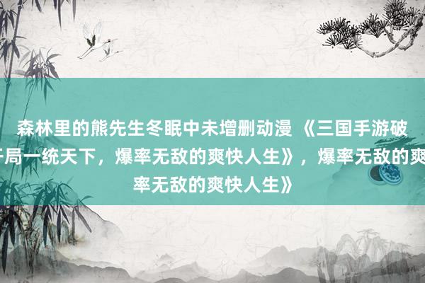 森林里的熊先生冬眠中未增删动漫 《三国手游破解版：开局一统天下，爆率无敌的爽快人生》，爆率无敌的爽快人生》