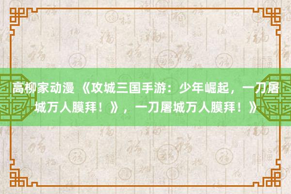 高柳家动漫 《攻城三国手游：少年崛起，一刀屠城万人膜拜！》，一刀屠城万人膜拜！》