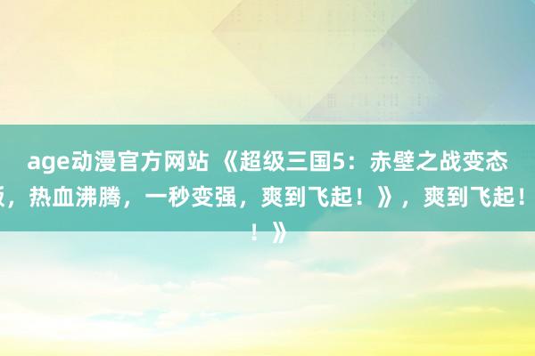 age动漫官方网站 《超级三国5：赤壁之战变态版，热血沸腾，一秒变强，爽到飞起！》，爽到飞起！》