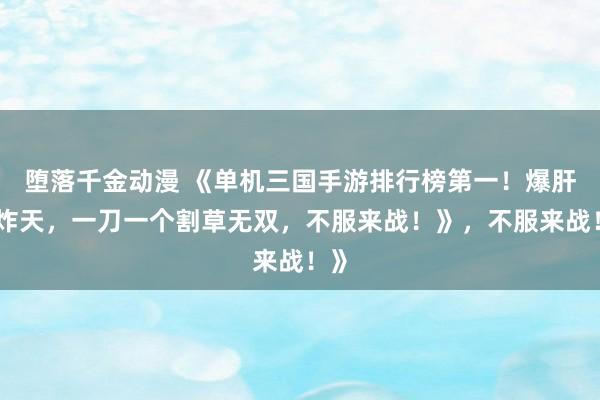 堕落千金动漫 《单机三国手游排行榜第一！爆肝爽炸天，一刀一个割草无双，不服来战！》，不服来战！》