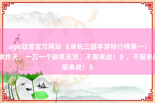 age动漫官方网站 《单机三国手游排行榜第一！爆肝爽炸天，一刀一个割草无双，不服来战！》，不服来战！》